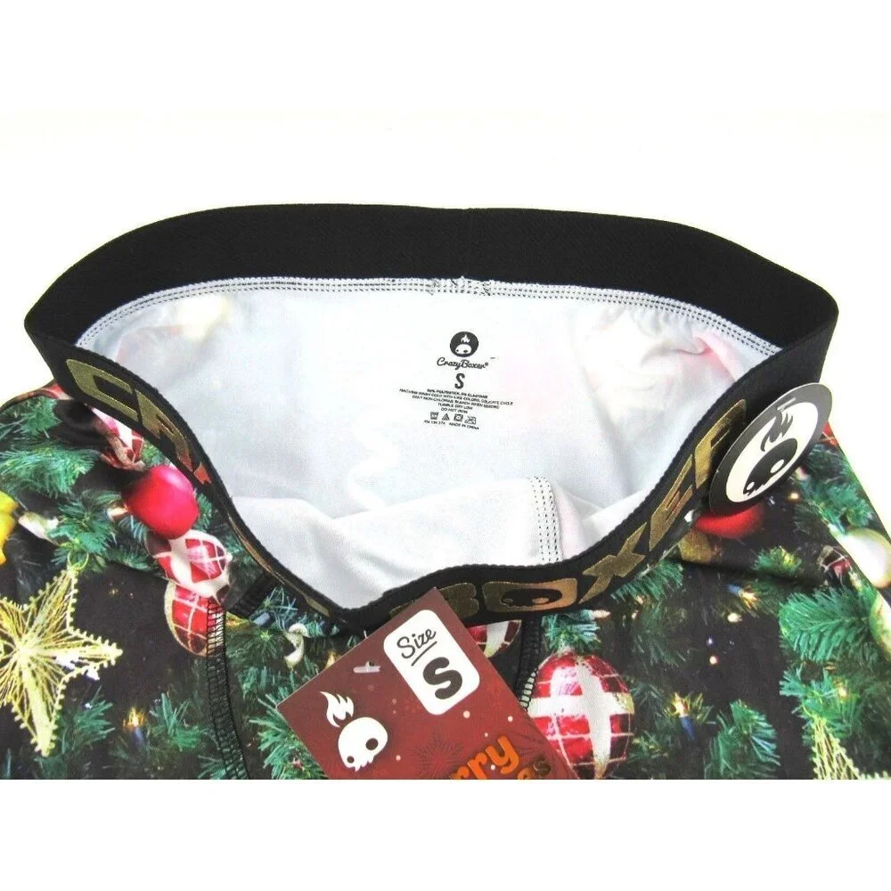 Crazy Boxer Mens Christmas Tree Ornaments Boxer Briefs Small (28-30) New